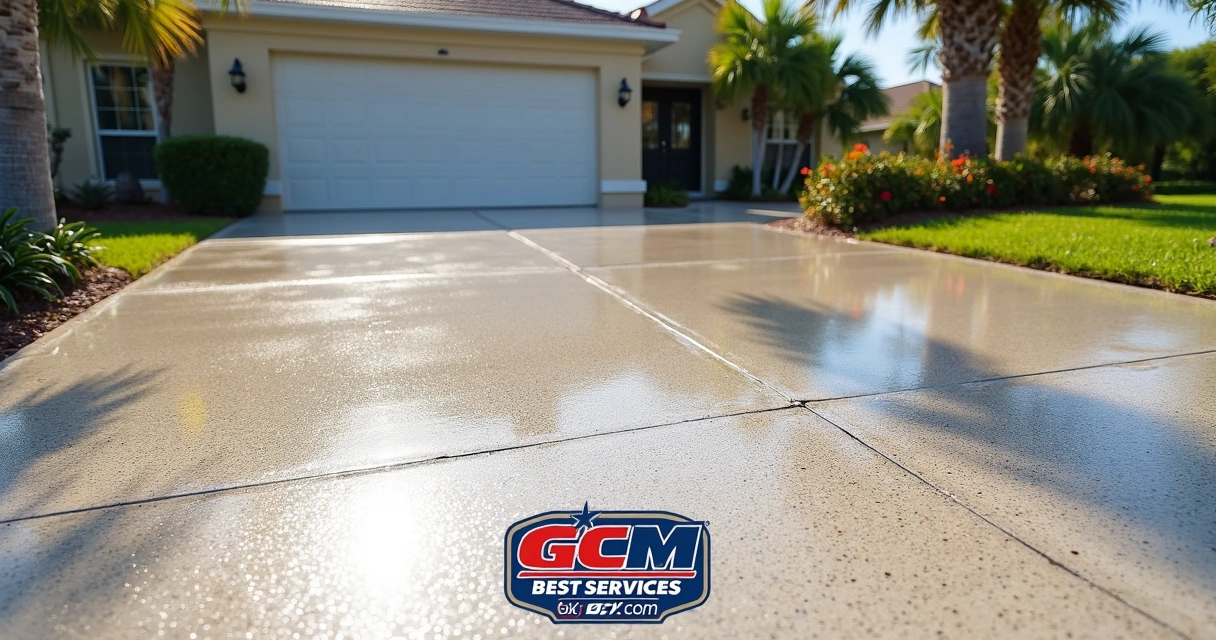 Finished driveway with UV-stable epoxy Central Florida 