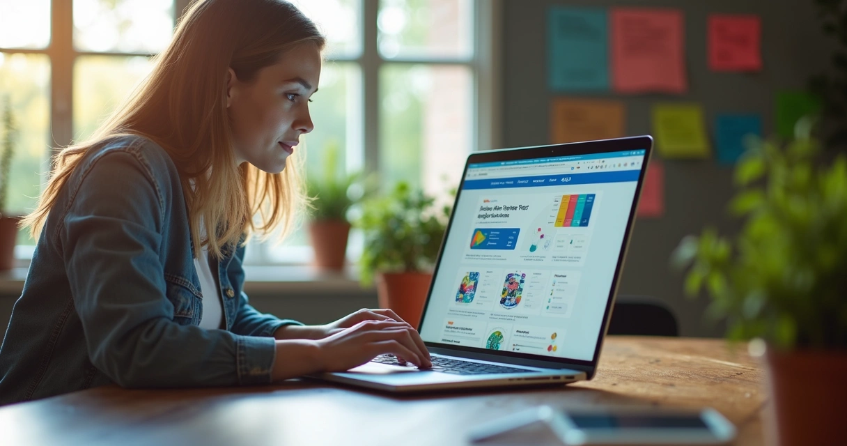 Designer conducting a UX audit using a laptop and screen reader