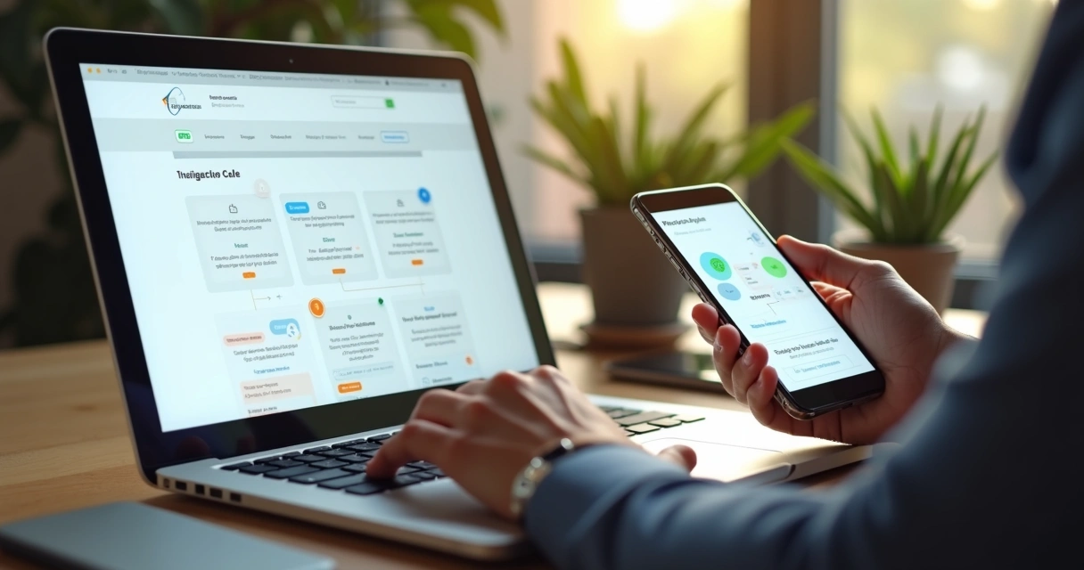 Caminho de navegação intuitivo em site B2B sendo seguido por visitante 
