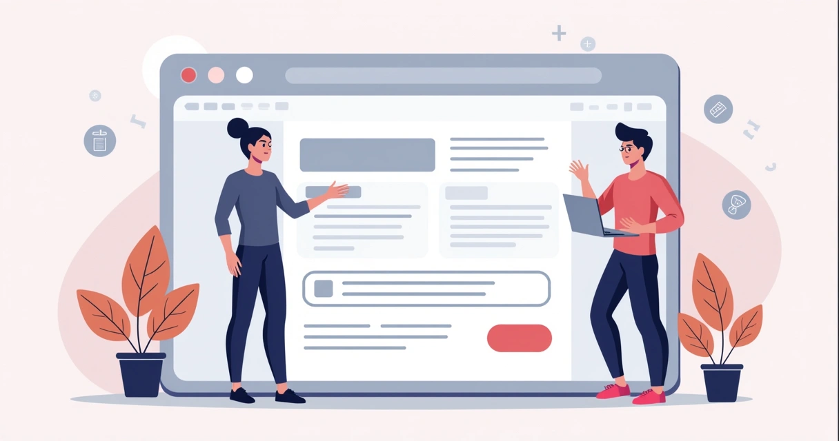 Tela ilustrada de site exibindo formulário simples e user-friendly, com elementos claros. 