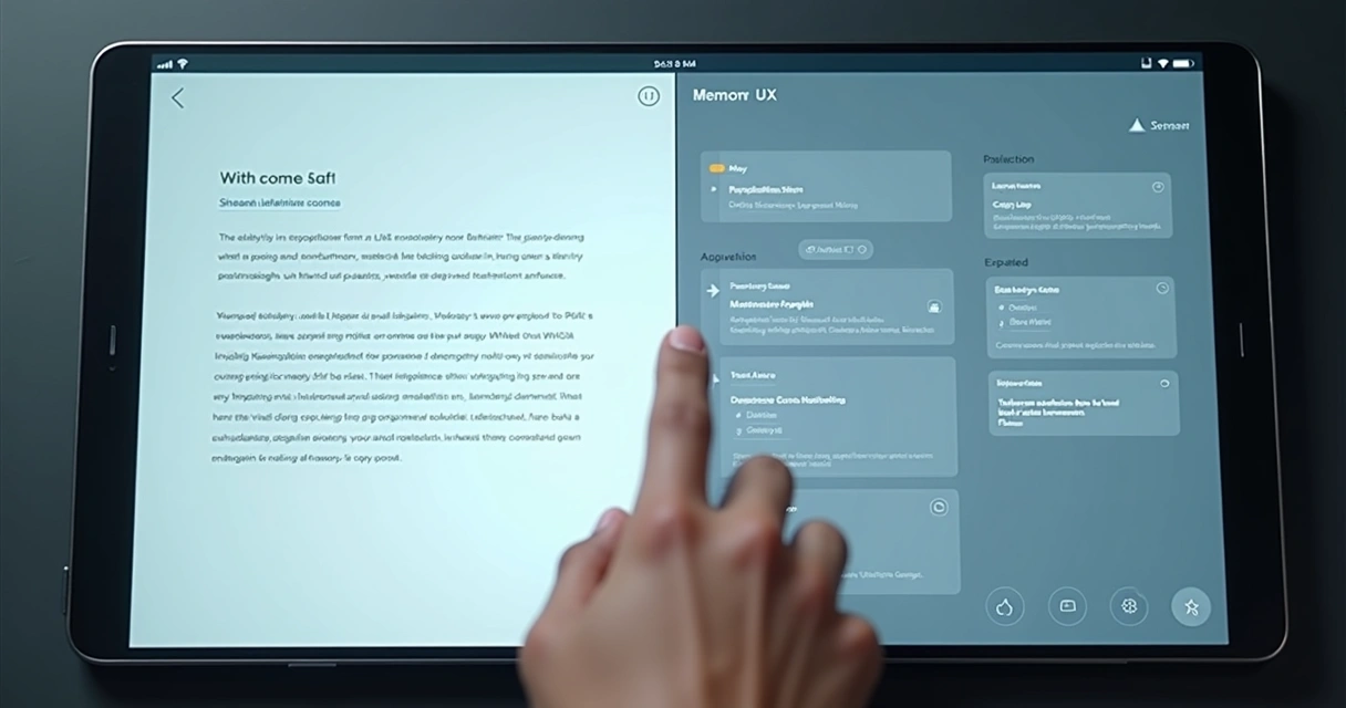 Tela digital exibindo diferenças de textos UX e UI integrados 