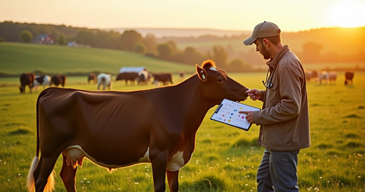 Veterinário observa comportamento reprodutivo de vaca em pasto 