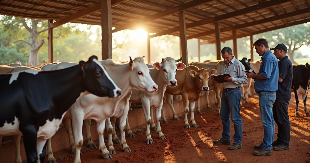 Vacas leiteiras de diferentes raças em curral brasileiro 
