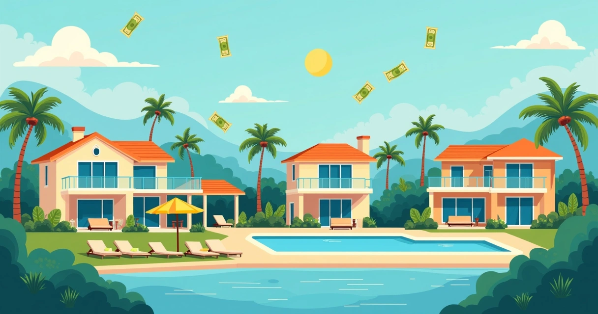 Vacation homes with pool in Orlando, aerial view 