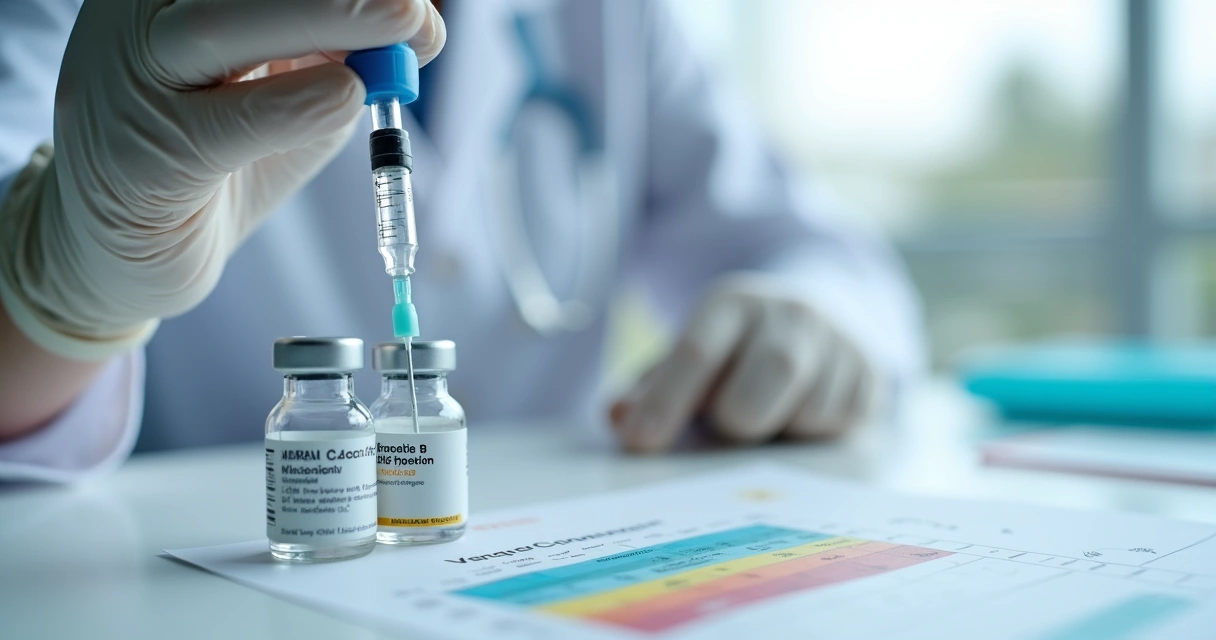 Seringa e frasco de vacina ao lado de cartela de vacinação