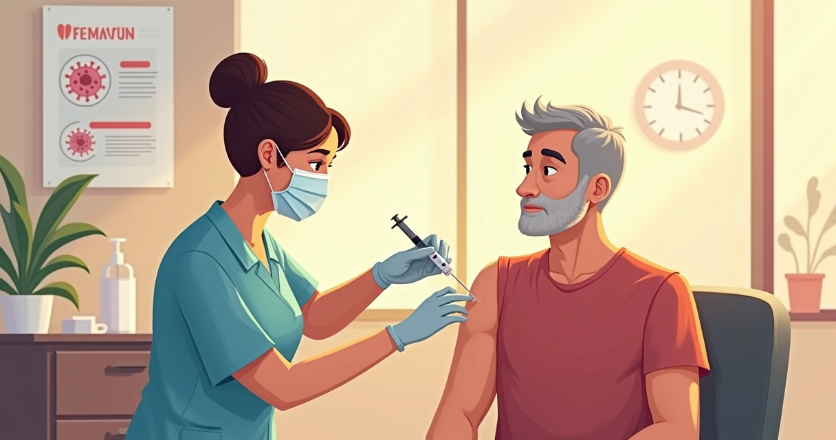 Manejo clínico da herpes-zóster e complicações em imunocomprometidos 3 Profissional de saúde aplicando vacina em adulto em clínica