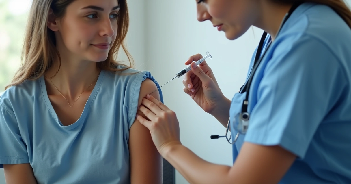 Vacina aplicada no braço de jovem como prevenção de IST 