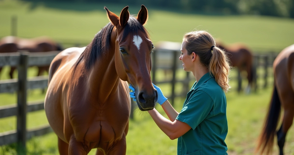 Cavalo sendo vacinado em um haras 
