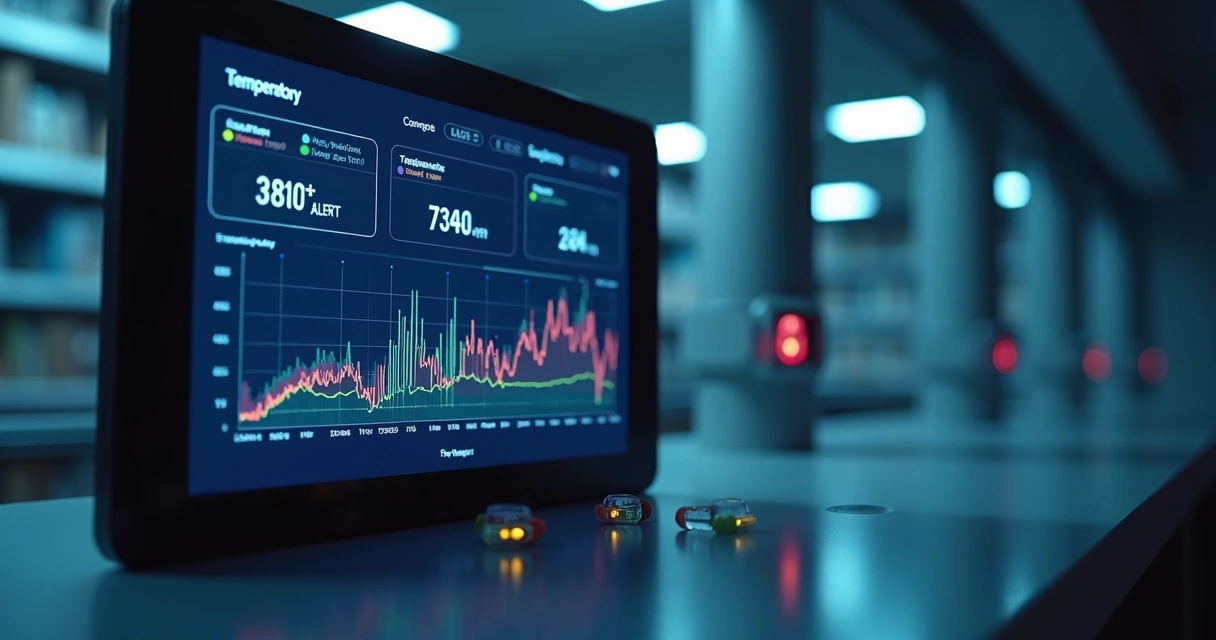 Interface digital mostrando gráfico de vacinas monitoradas em tempo real 