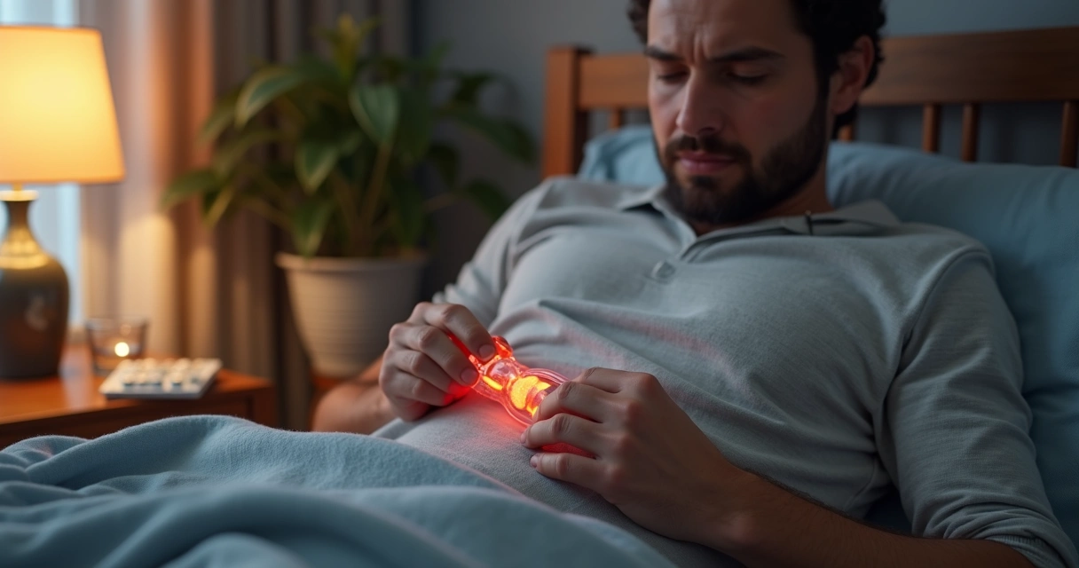 Homem usando vacuum device na terapia combinada 