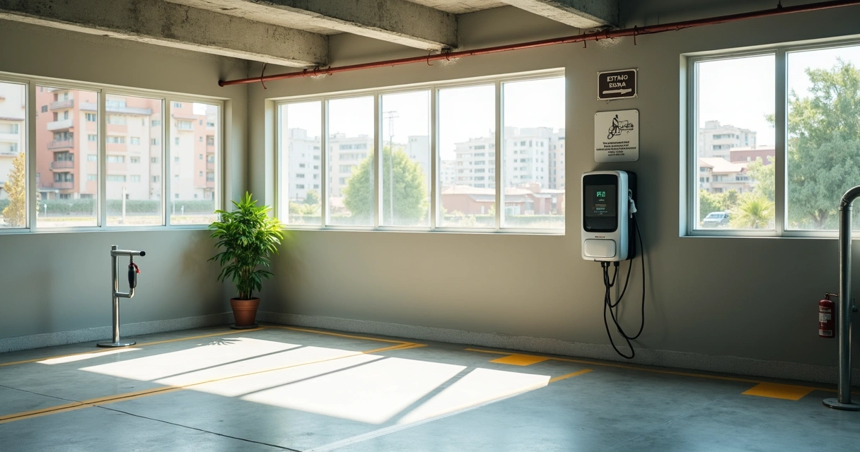 Vaga de condomínio com carregador elétrico instalado