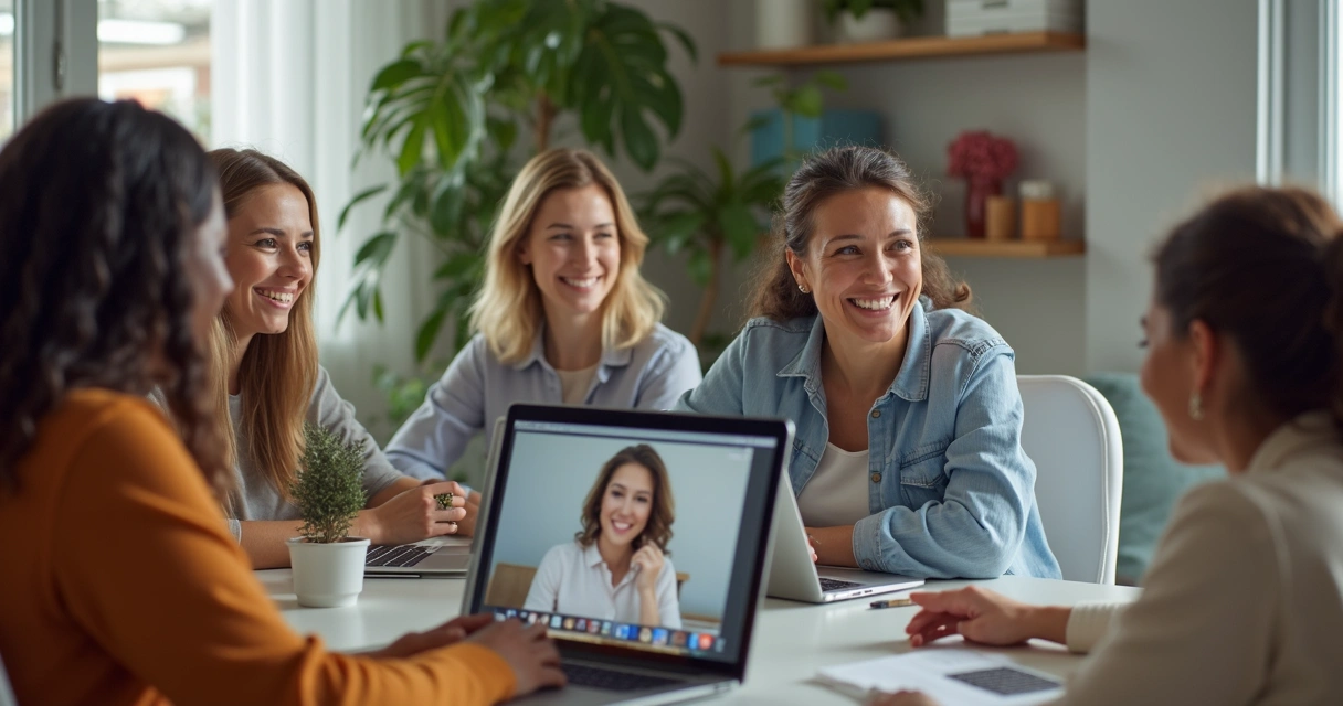 Mulheres trabalhando remotamente em equipe vendendo online 