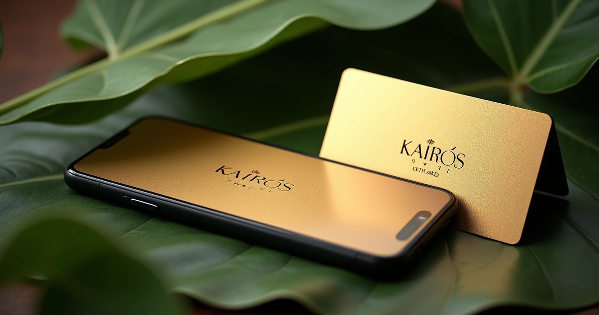 Vale-presente digital personalizado com logo Kairós Spa sobre fundo elegante