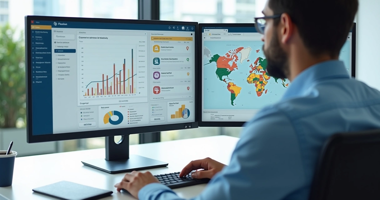 Analista validando dados de empresas em dashboard comercial
