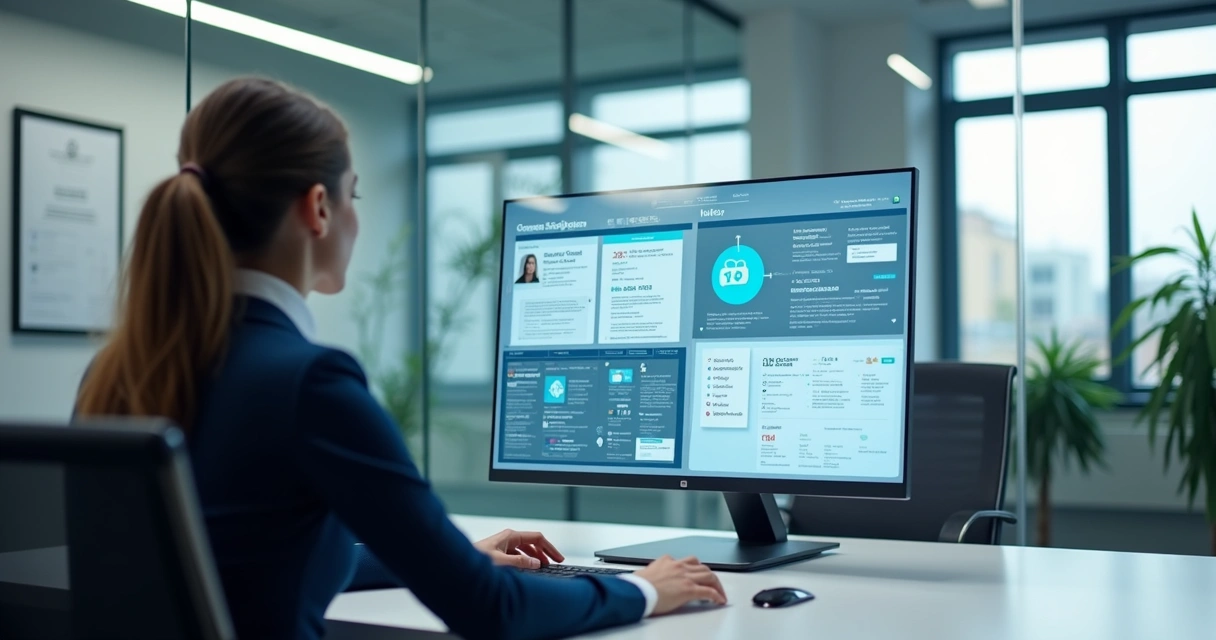 Administrador analisando documentos digitais em um painel de sistema EAD 