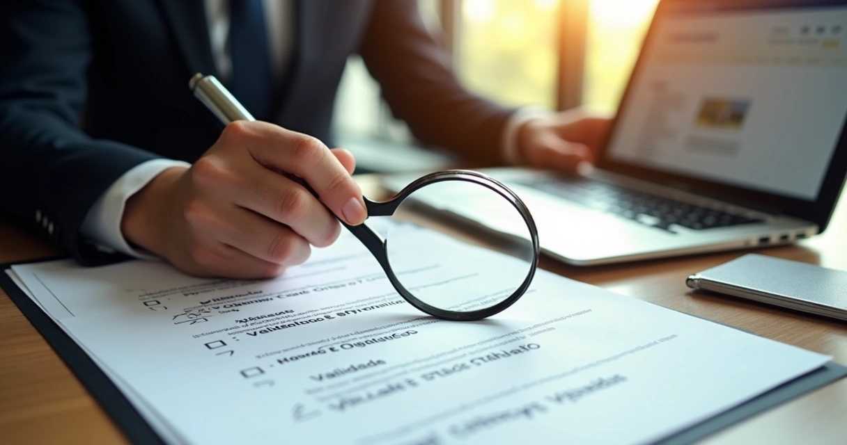 Pessoa analisando documentos para validação internacional 