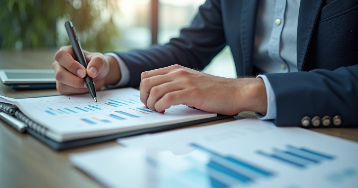 Profissional de contabilidade analisando relatórios de integração bancária em notebook 