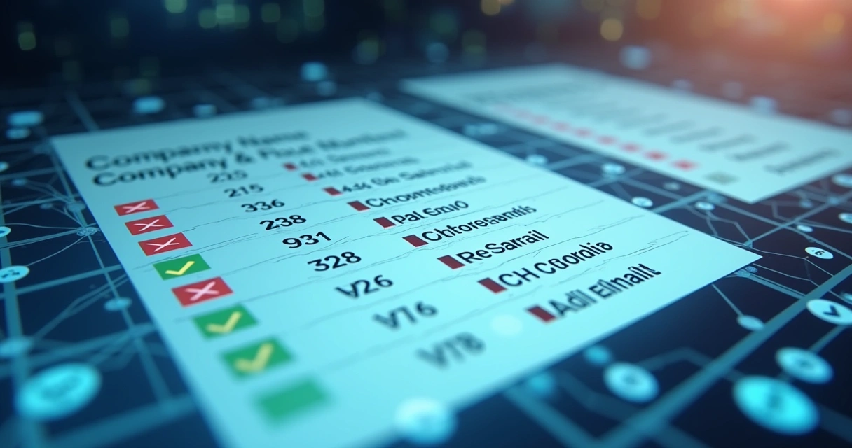 Análise digital de dados com gráficos e ícones de validação sobre base de leads 