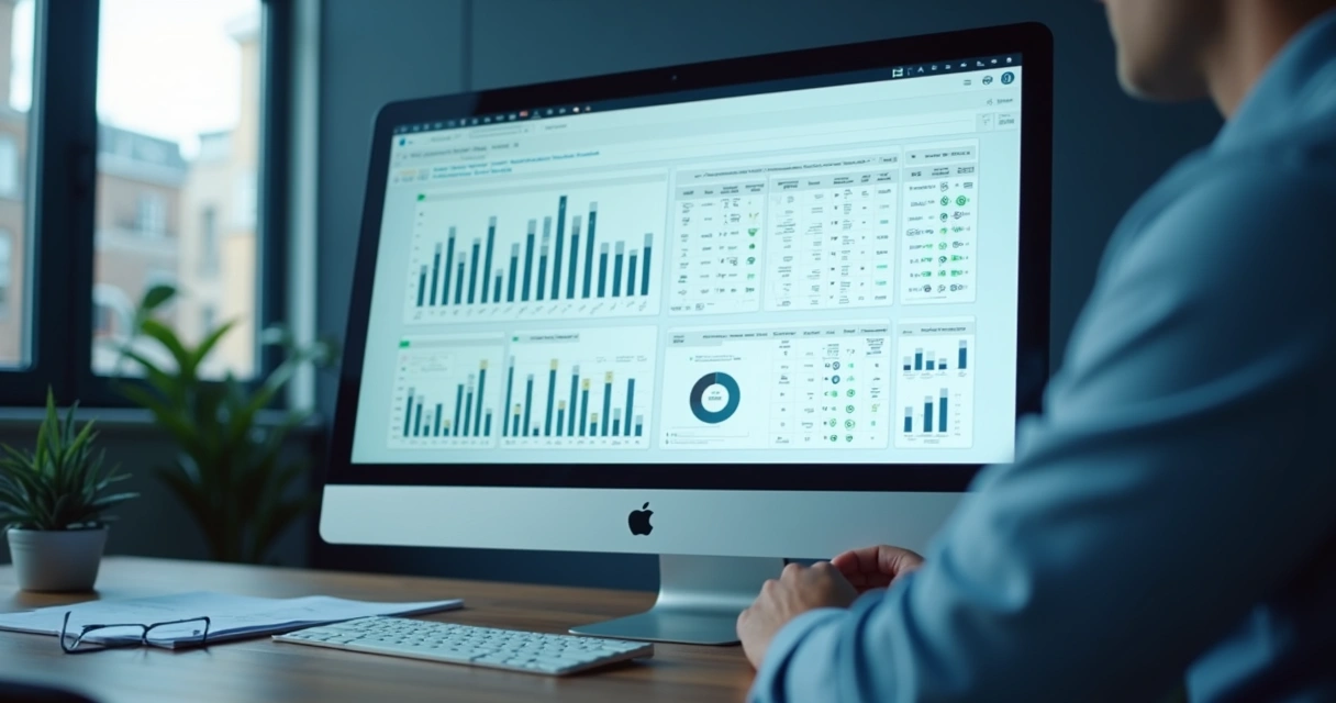 Tela de computador com gráficos de validação e enriquecimento de dados 