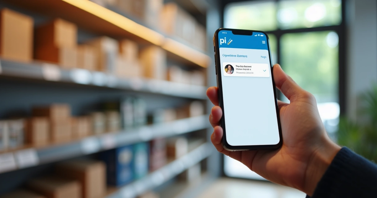 Tela de smartphone exibindo confirmação de pagamento via Pix em ambiente de loja varejista moderno 