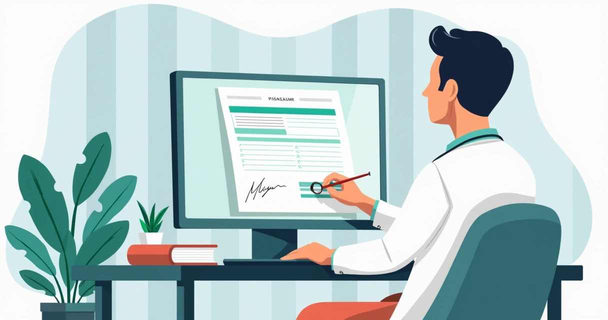 Tela de computador mostrando pedido médico digital preenchido a partir de telemedicina 