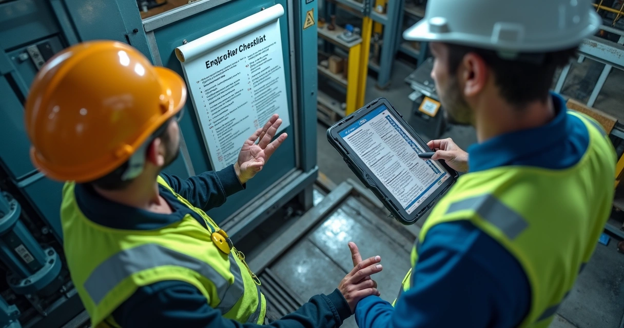 Engenheiro observando validação de procedimento em chão de fábrica 