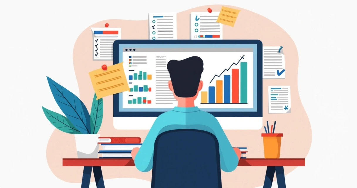 Pessoa analisando planilhas e gráficos digitais para validar vendas de produtos 