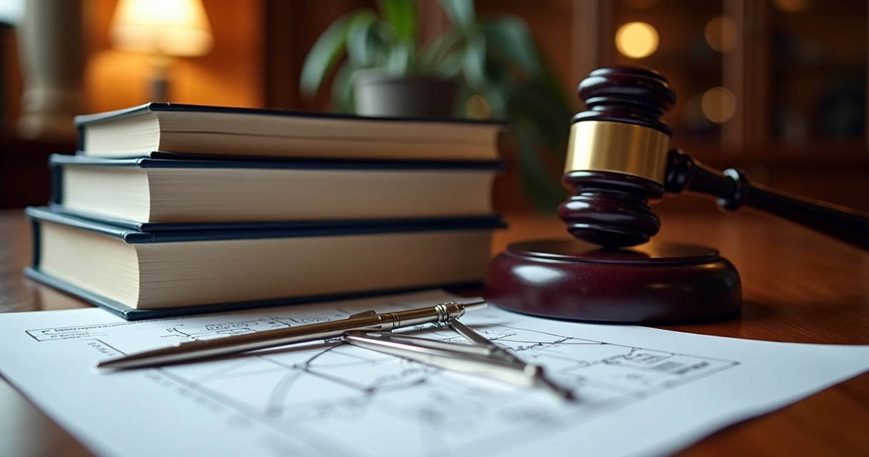 Documentos jurídicos e técnicos lado a lado 