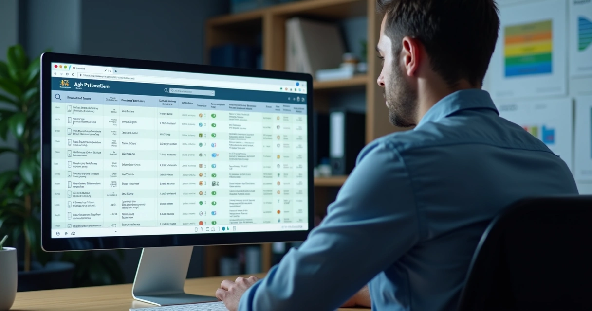 Pessoa analisando dados cadastrais em tela de computador 