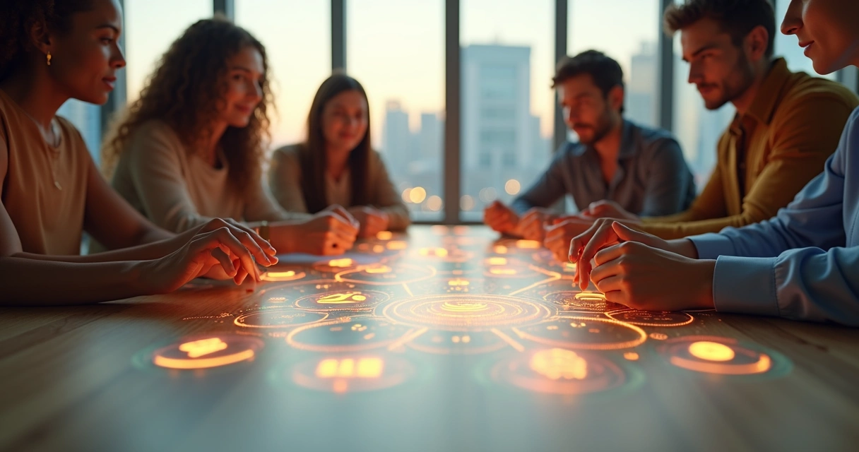 Grupos diversos conectando peças de um gráfico de impacto social 