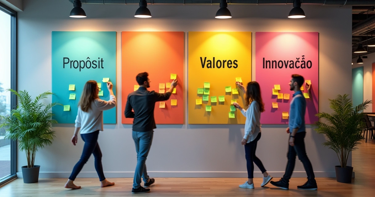 Cartazes destacando valores organizacionais 