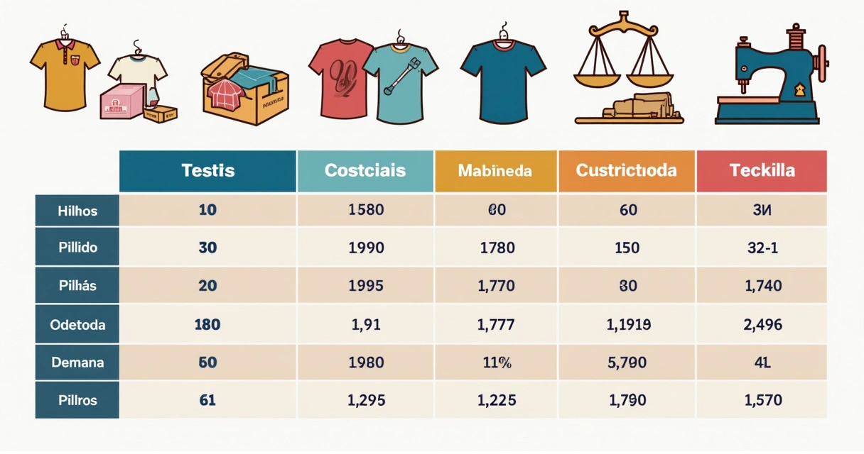 Valores para personalização de camiseta escolar ilustrados em tabela 