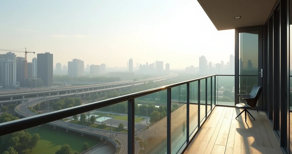 Apartamento novo com vista para obra de infraestrutura ao fundo 