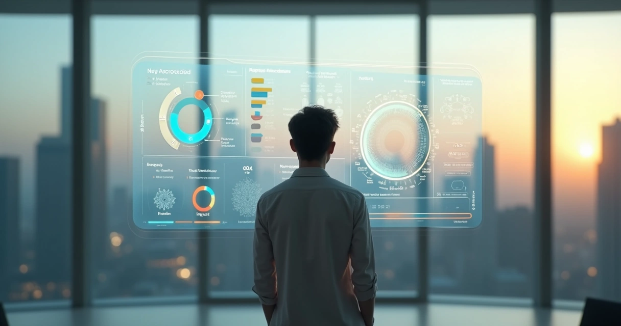 Pessoa observando painel com métricas de evolução pessoal 