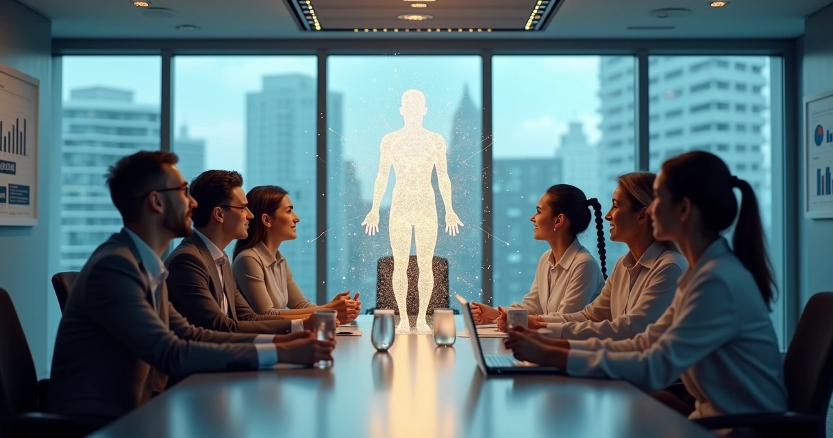 Comparação visual entre valuation humano e indicadores financeiros tradicionais em ambiente corporativo 