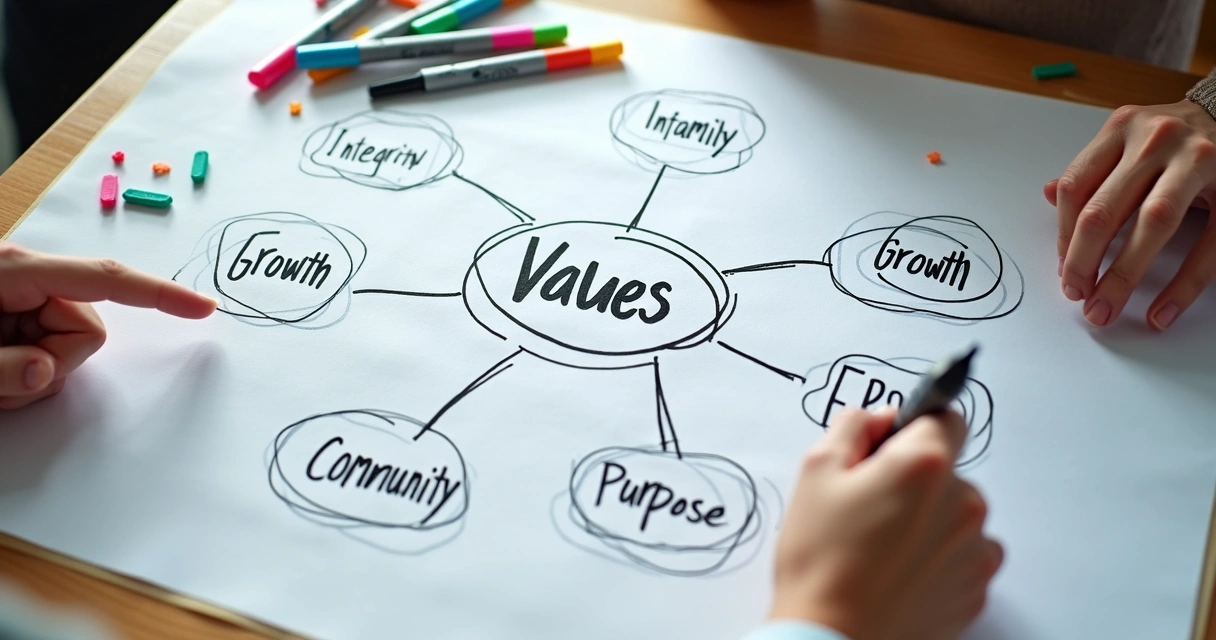 Hand-drawn mind map of a value hierarchy