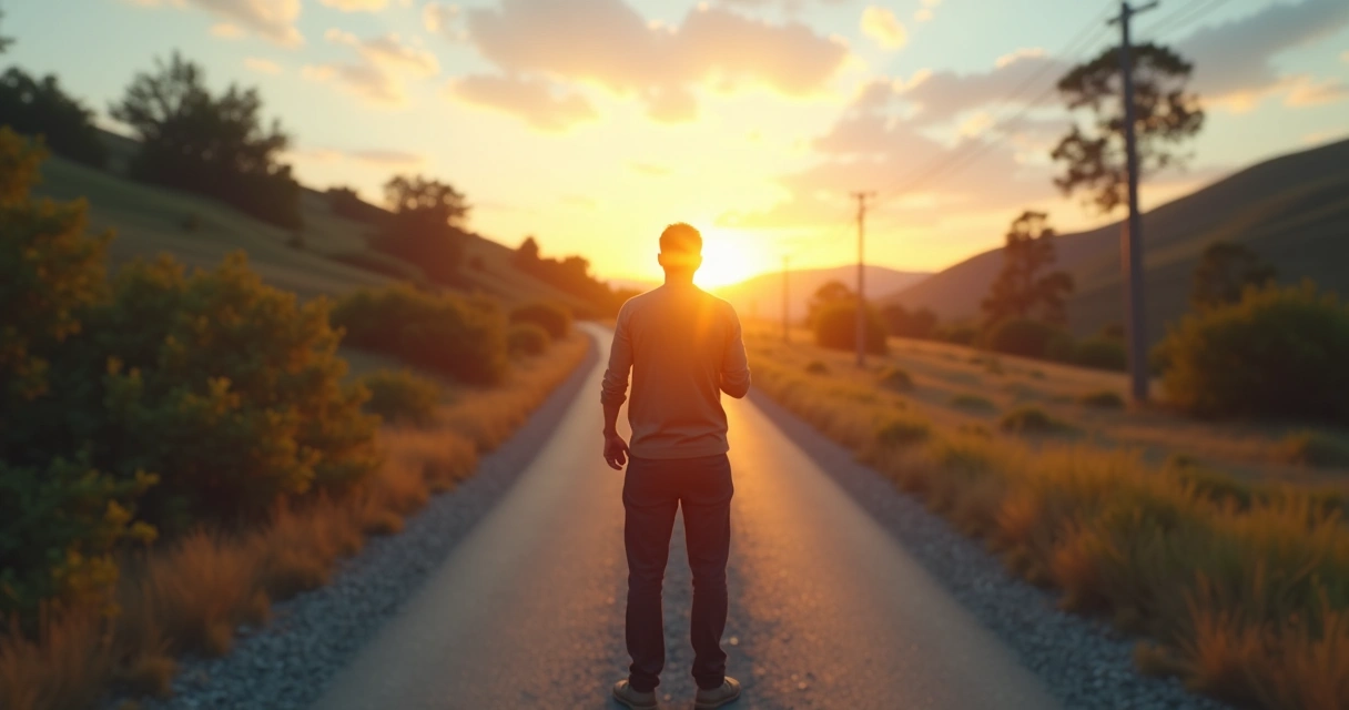 Person at a crossroads choosing a path aligned with personal values 