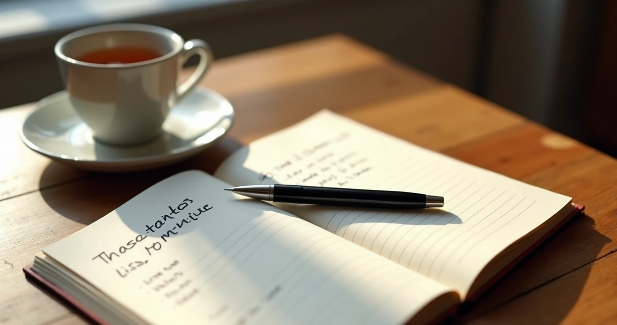 Open journal with handwritten notes and a pen, highlighting core personal values