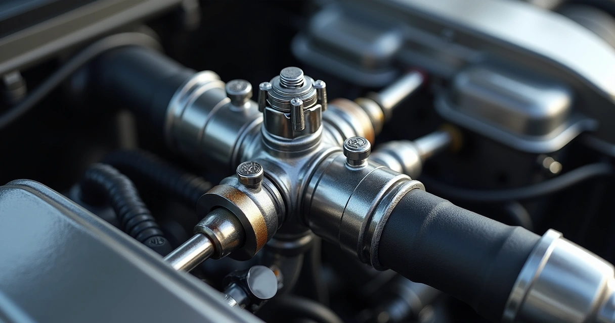 Válvula EGR conectada ao motor do carro vista em close