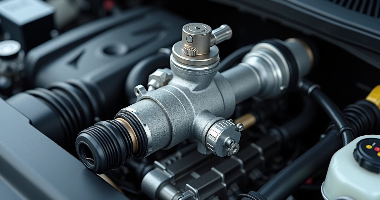 Detalhe da válvula EGR instalada em motor automotivo