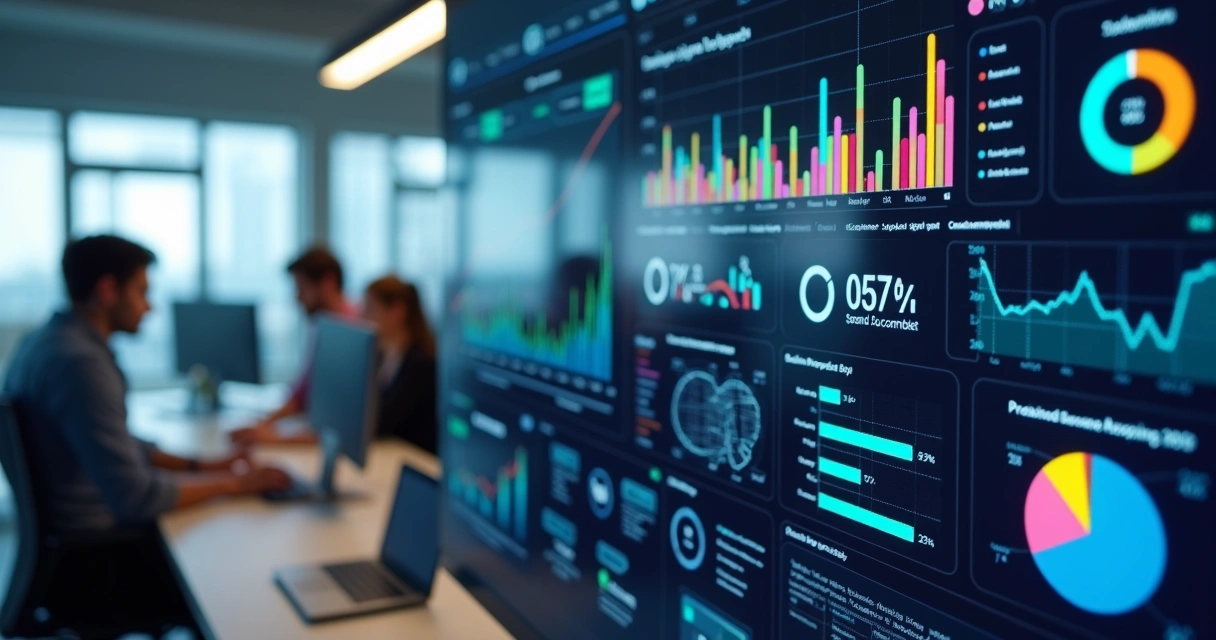 Painel mostrando estatísticas de automação em atendimento, com dados de agilidade, precisão e disponibilidade