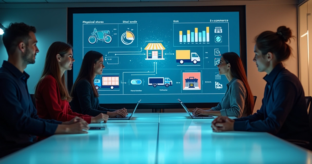 Painel de controle digital mostrando vendas integradas de loja física e online