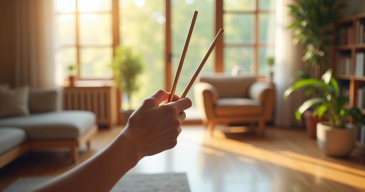 Varetas de radiestesia sendo usadas em sala de estar