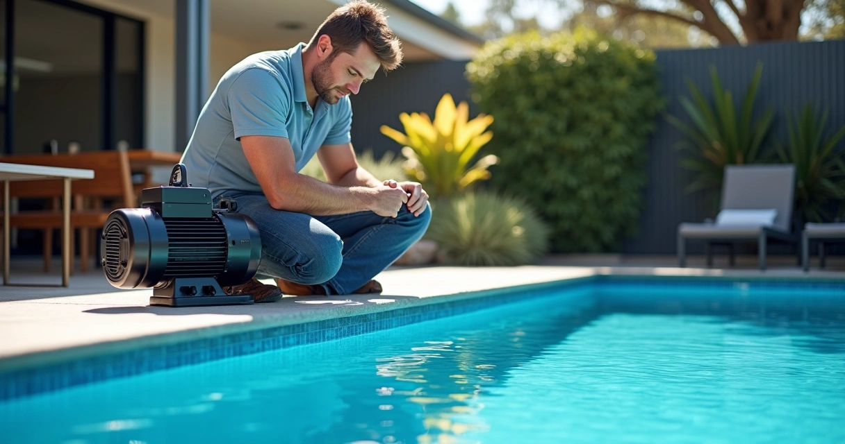 Person installing a pool variable-speed pump 