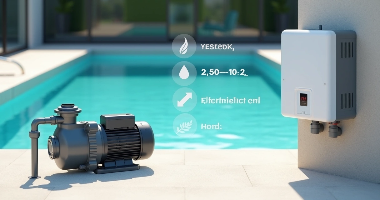 Diagram-style comparison of variable speed pool pump and salt water chlorinator 