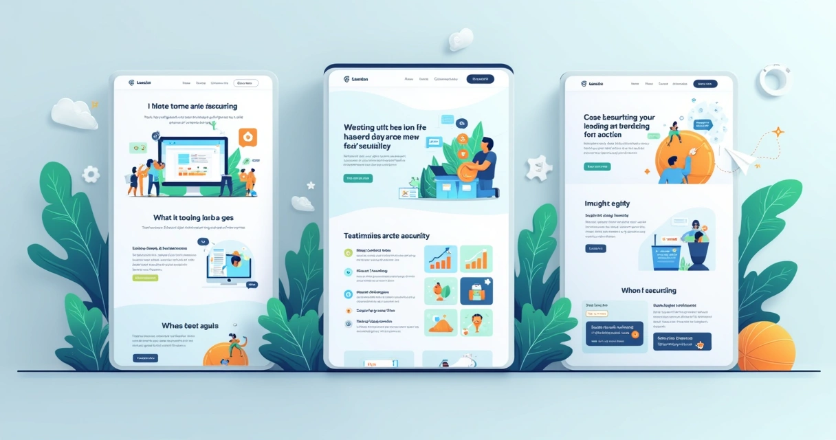 Variações de layout de landing page geradas por IA 