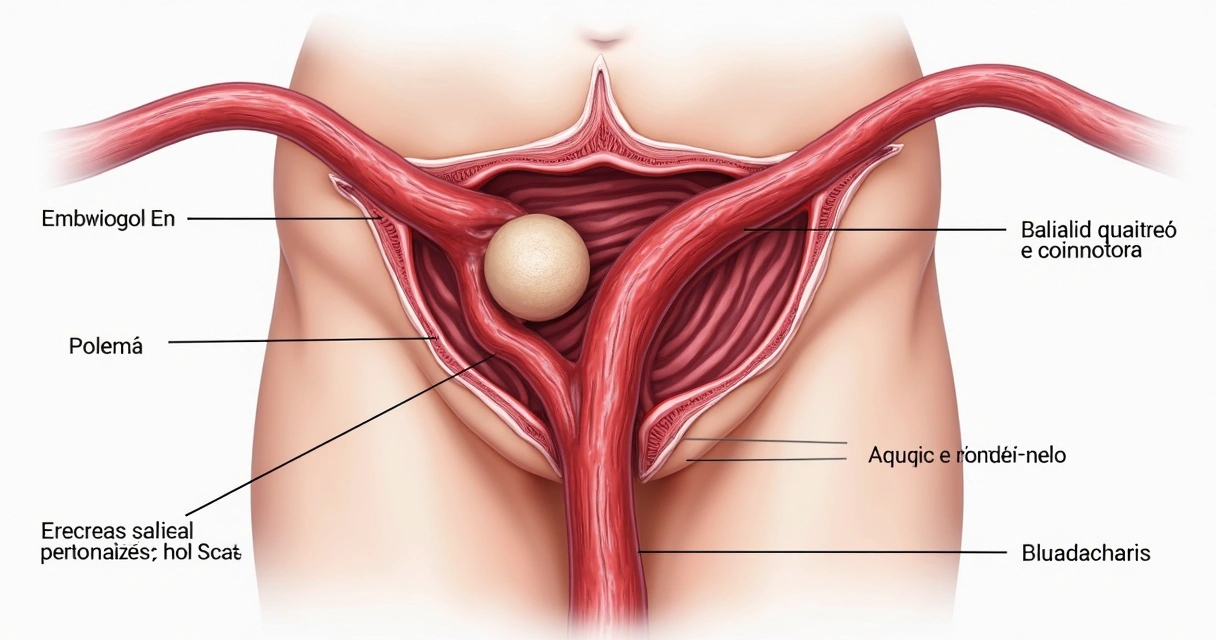 Ilustração colorida de varicocele testicular com veias dilatadas 