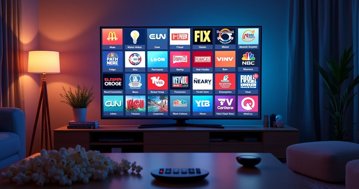 Grade diversa de canais de TV nos EUA dividida por tipo 