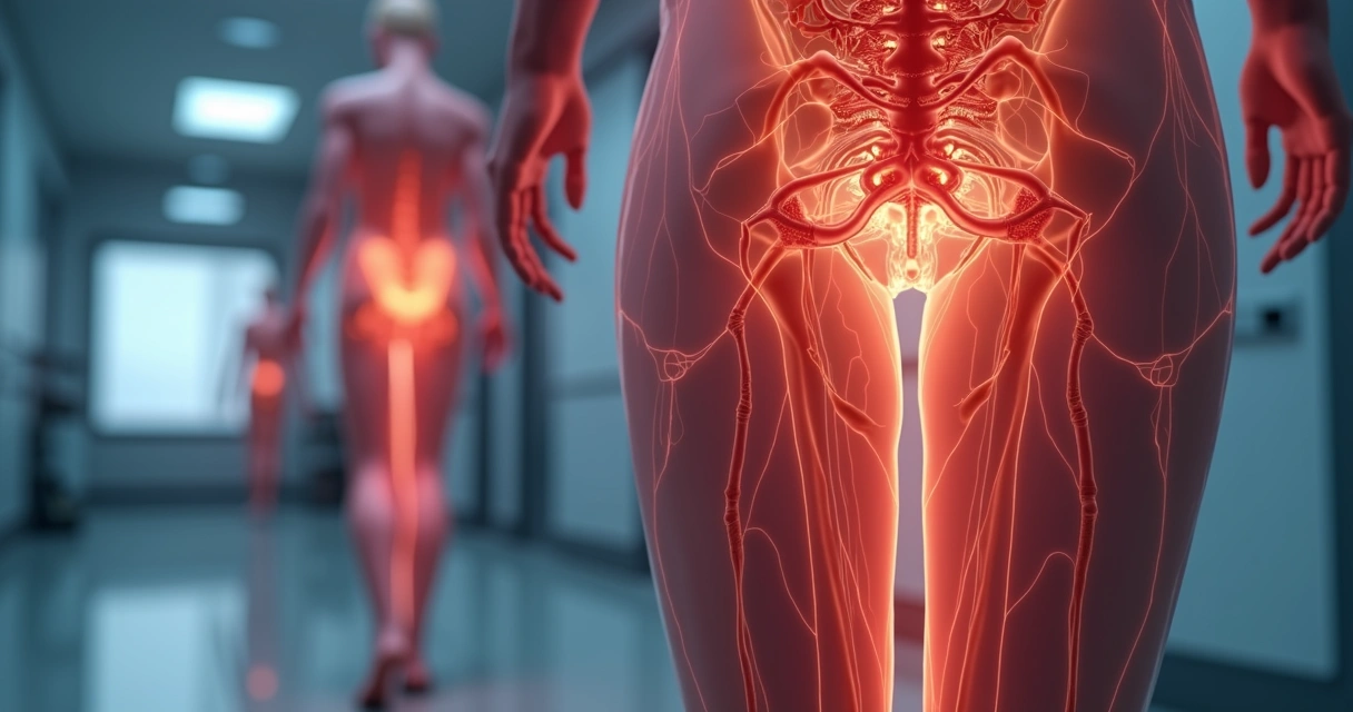 Ilustração detalhada de varizes pélvicas 