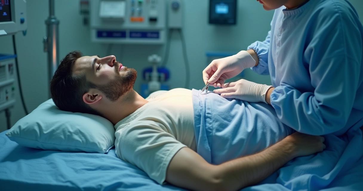 Procedimento de vasectomia realizado em ambiente hospitalar 